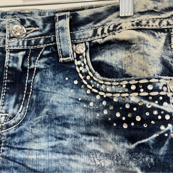 Miss Me Embellished Signature Ankle Skinny Jeans Acid Wash Mid Rise Size 30 Y2K - Picture 6 of 16